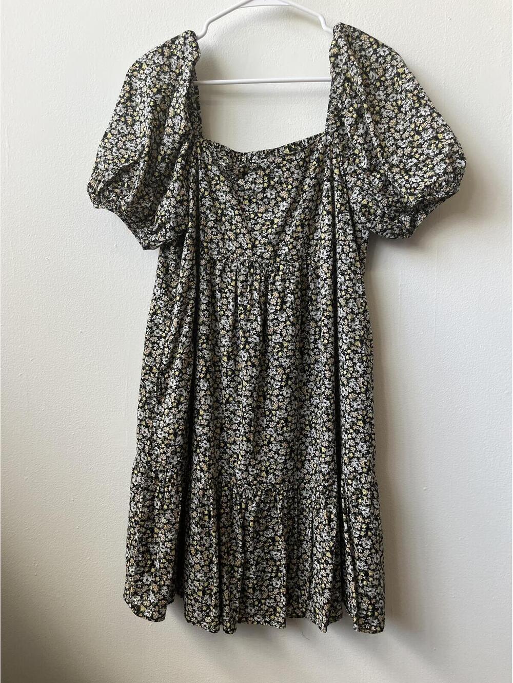 Uniqlo Medium Black Floral Dress 100% Cotton